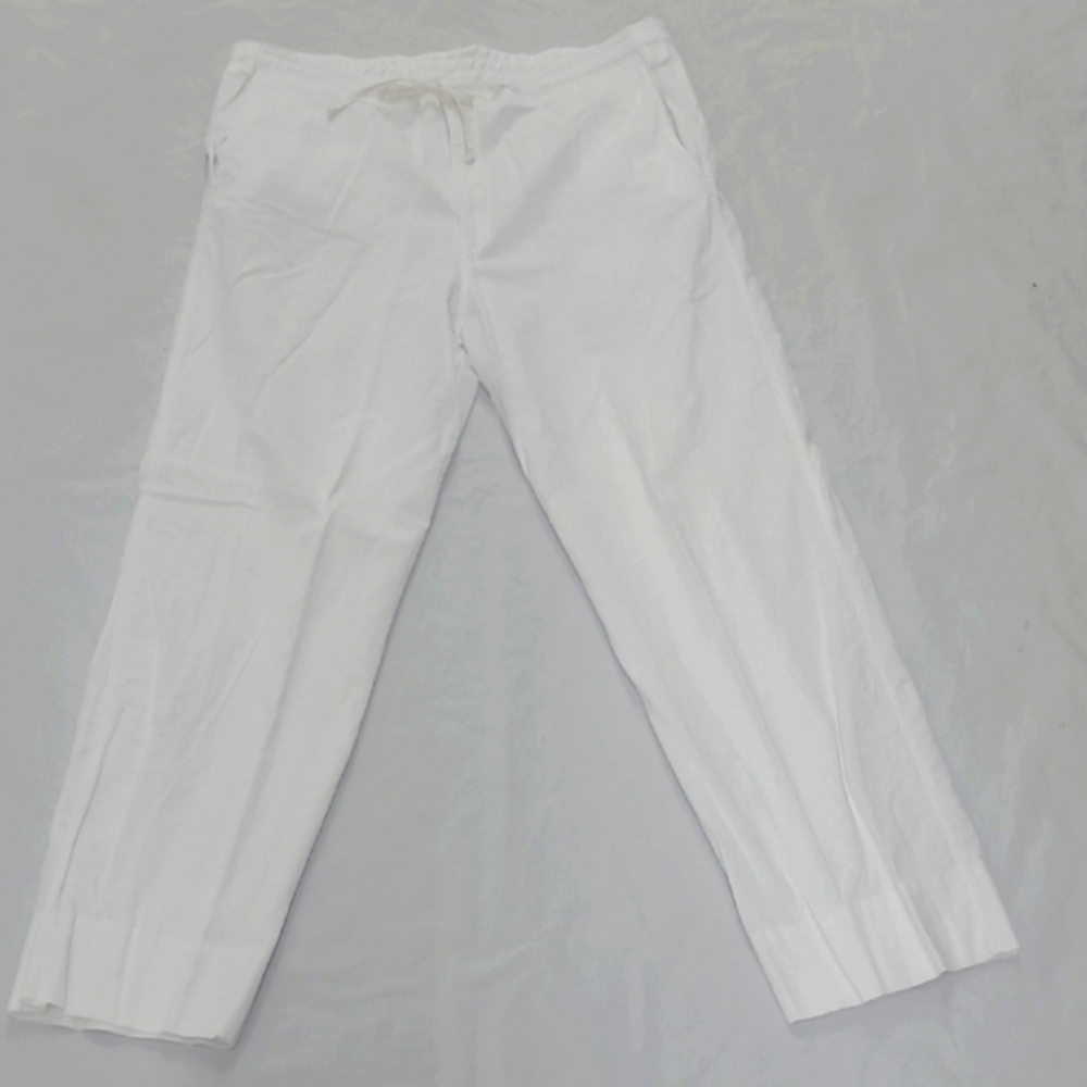 White Joggers with Relaxed Fit Soft Fabric Bohemian Hidden Hook & Zipper Fly EUC - Picture 1 of 9